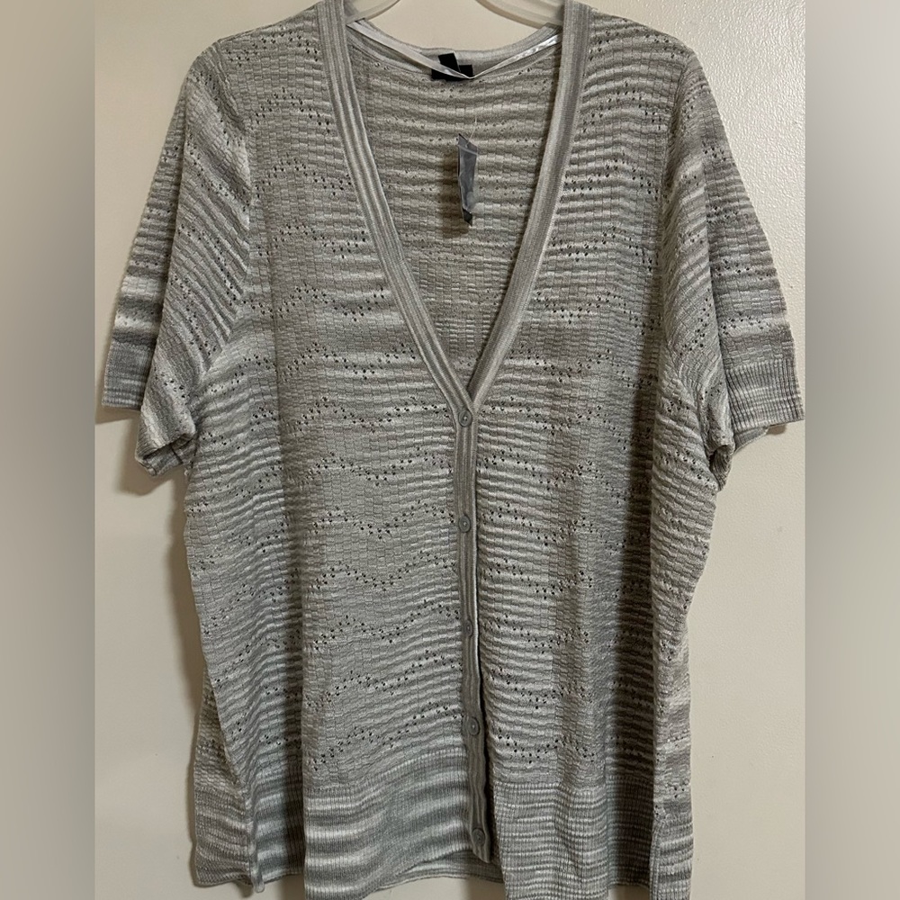 Torrid Pointelle Cardigan V-Neck Short Sleeve Sweater Women’s Size 4X